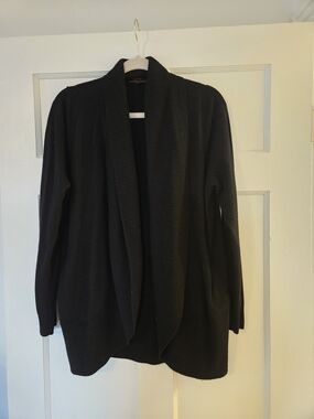 Black Open-Front Women’s Shawl Collar Sweater Cardigan